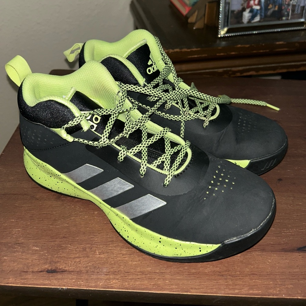 Adidas Black and Lime Basketball Shoes
